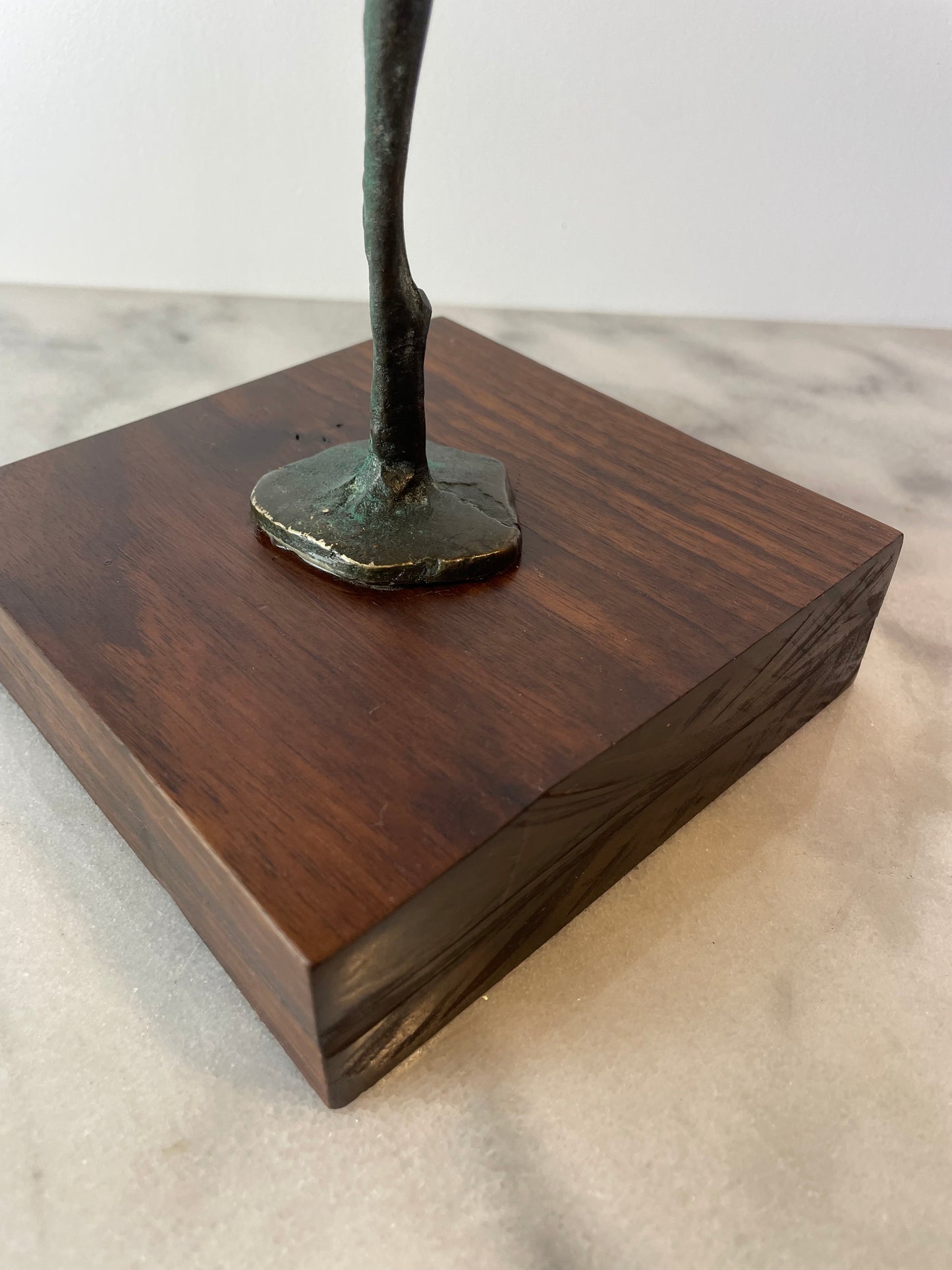 Vintage Abstract Bronze Ballerina Sculpture on Wood Base — Mid-Century Modern Figurative Art