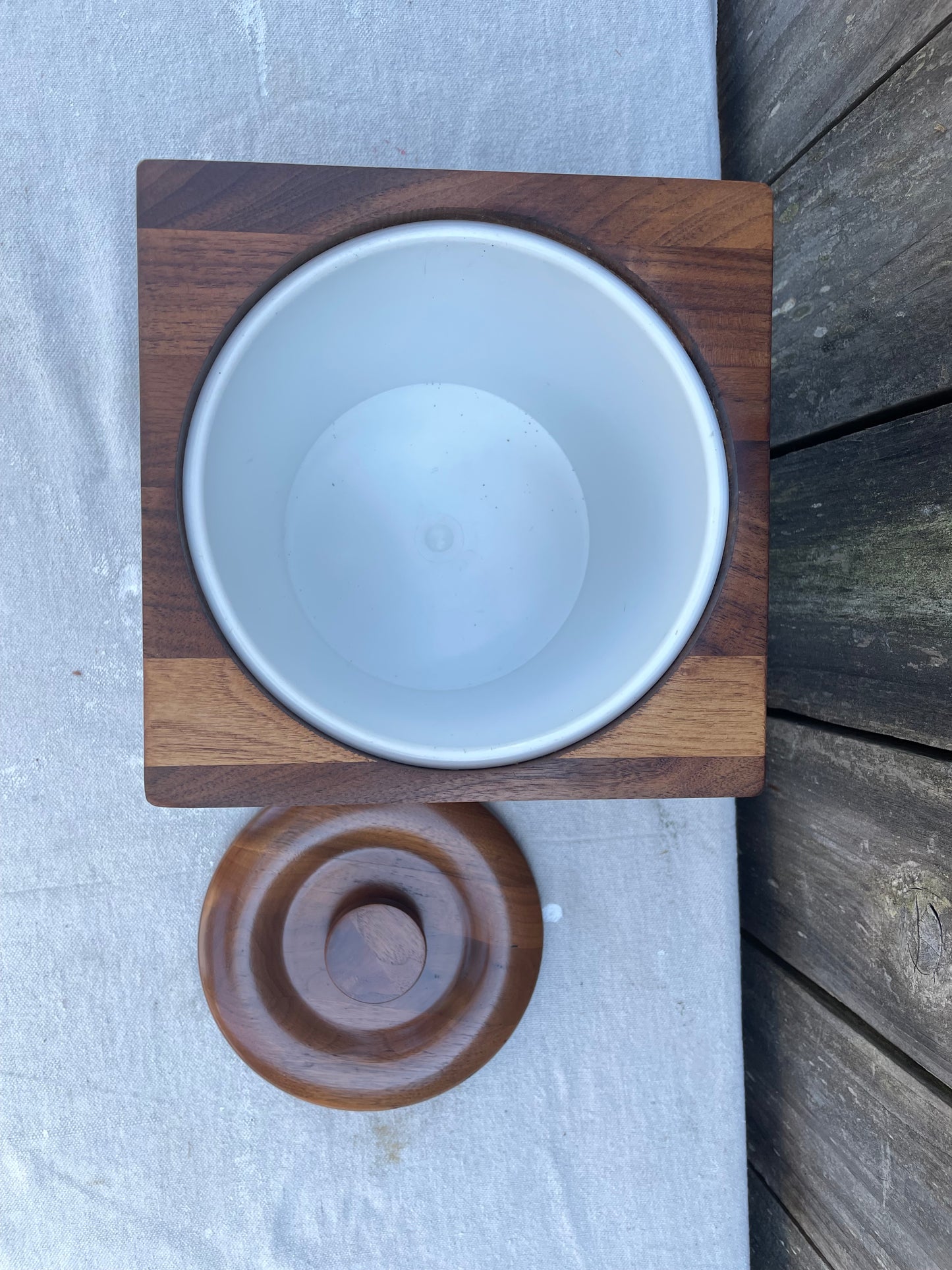 Mid 20th Century Kustom Kraft Solid Black Walnut Ice Bucket