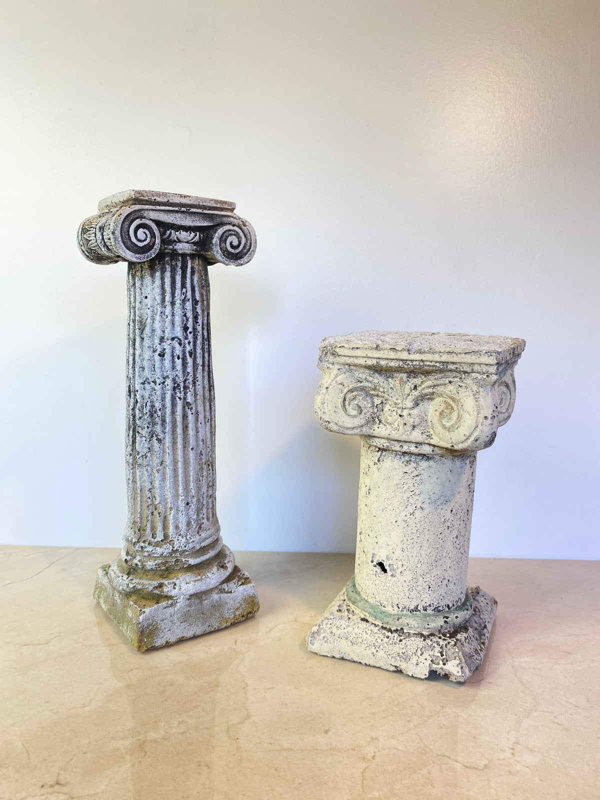 Pair of Rustic Plaster Neoclassical Column Pedestals