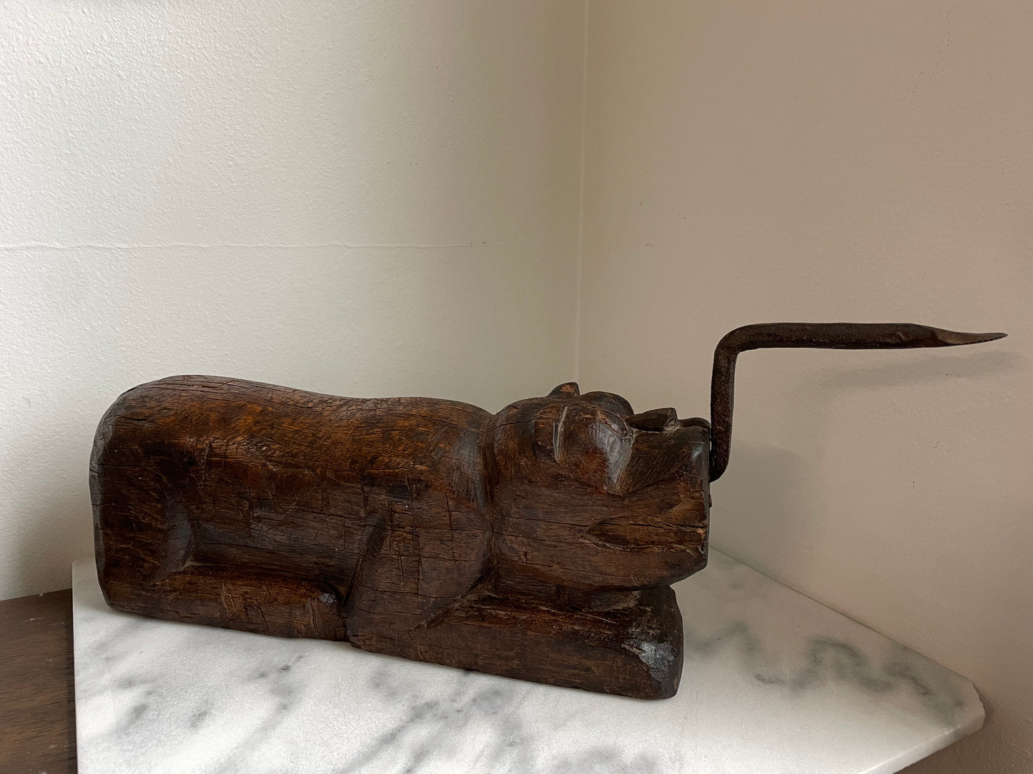 Early 20th Century Hand Carved Mythical Beast Coconut Splitter