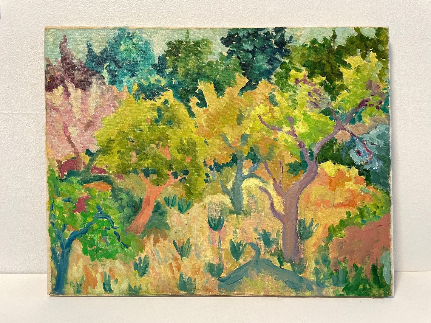 Vintage Impressionist Landscape Painting on Canvas