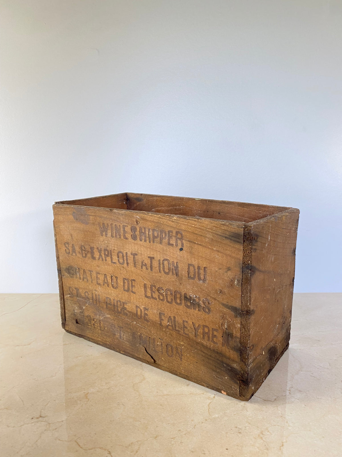 Rustic Vintage French Wine Shipper Crate — Château De Lescours, Saint-Émilion