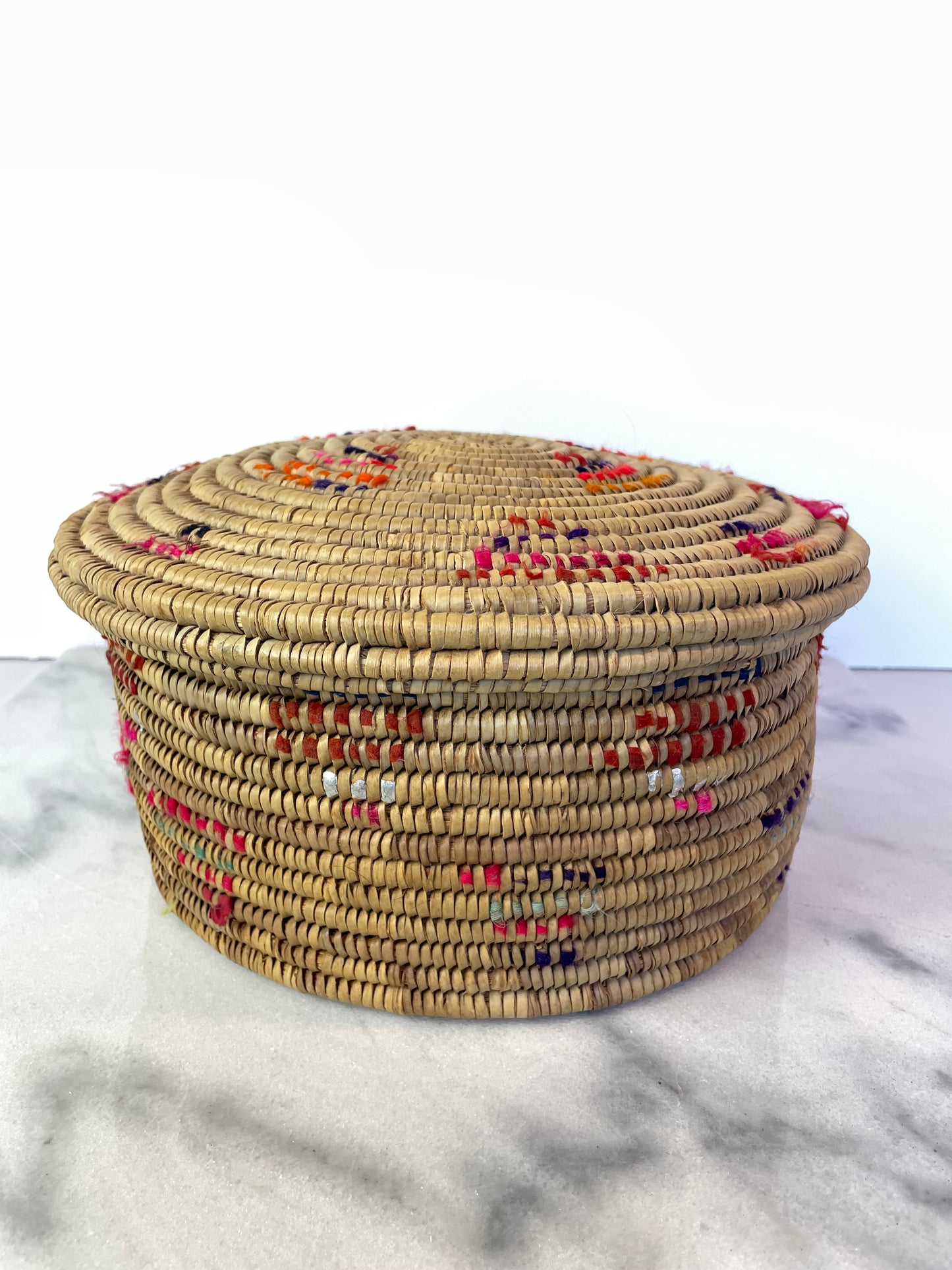 Vintage Woven Storage Basket With Lid