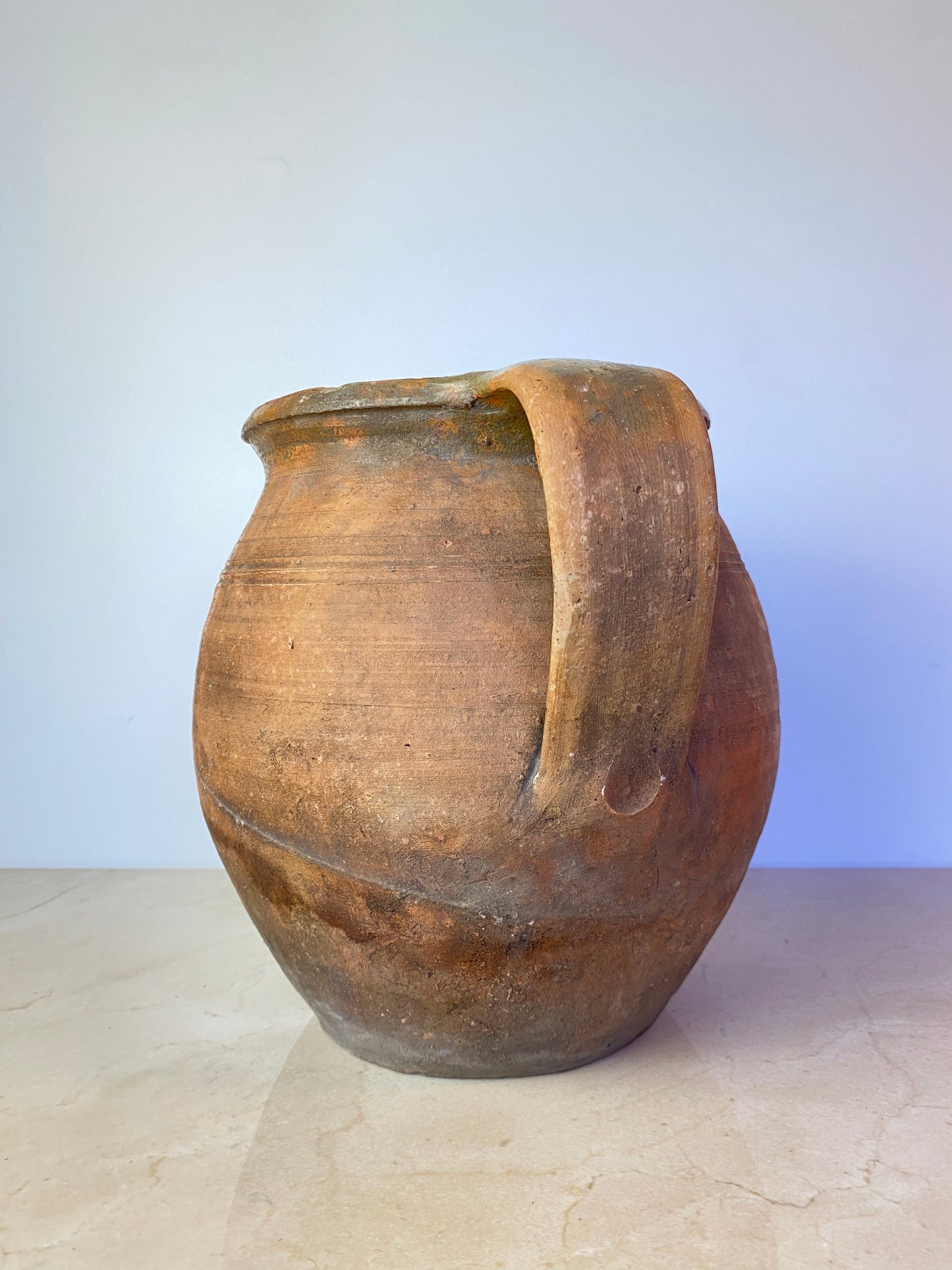 Antique Rustic Terracotta Water Jug, Mediterranean Style