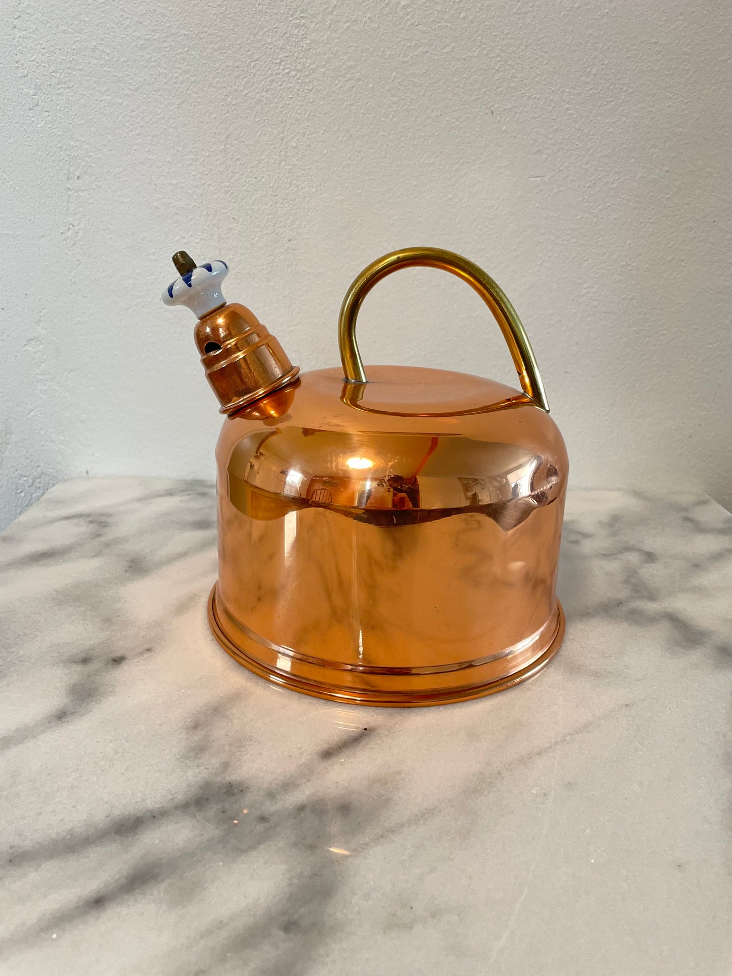 Vintage Copper Tea Kettle With Ceramic Whistle Bead