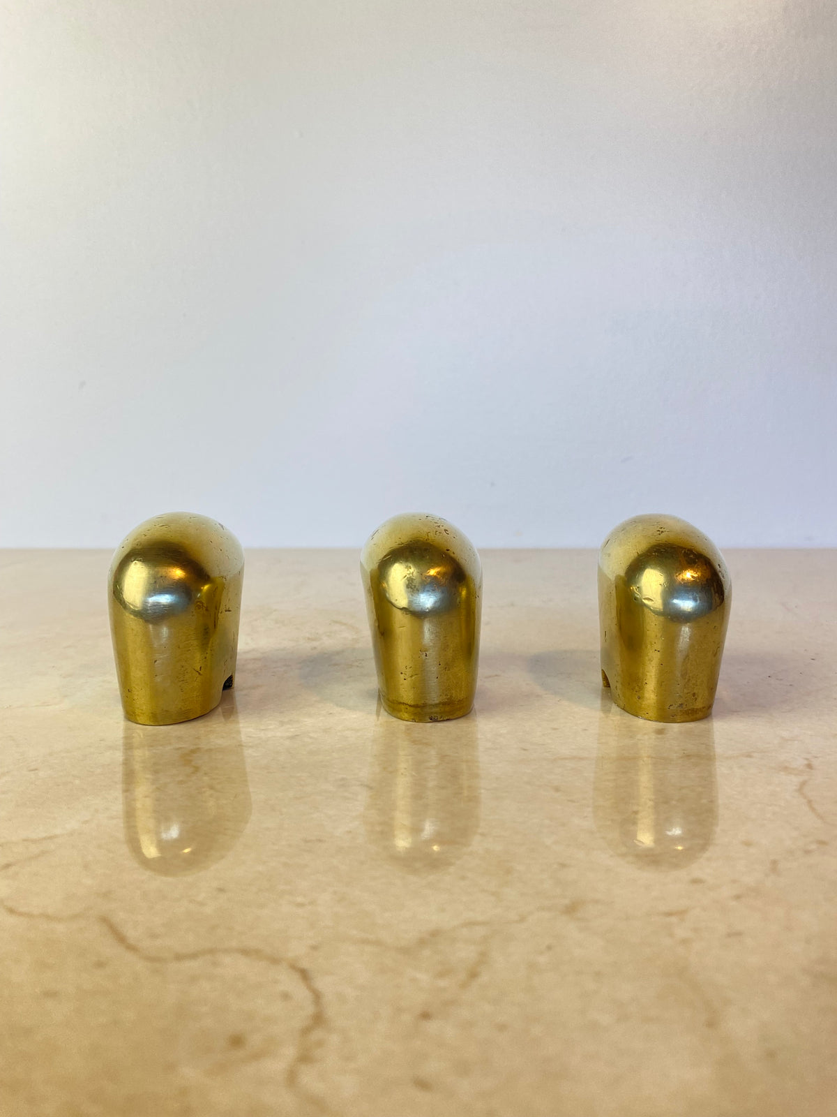 Set of 3 Vintage Solid Brass 'Drumbo' Elephant Paperweights, Dresdner Bank, Attributed to Luigi Colani