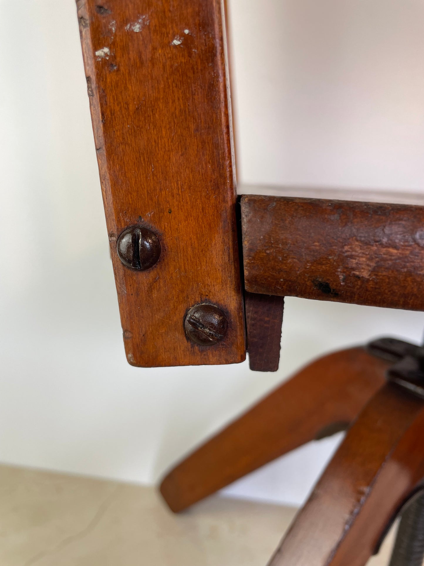 Vintage Rustic Industrial Swivel Child's Chair, Hardwood & Cast Iron School Chair