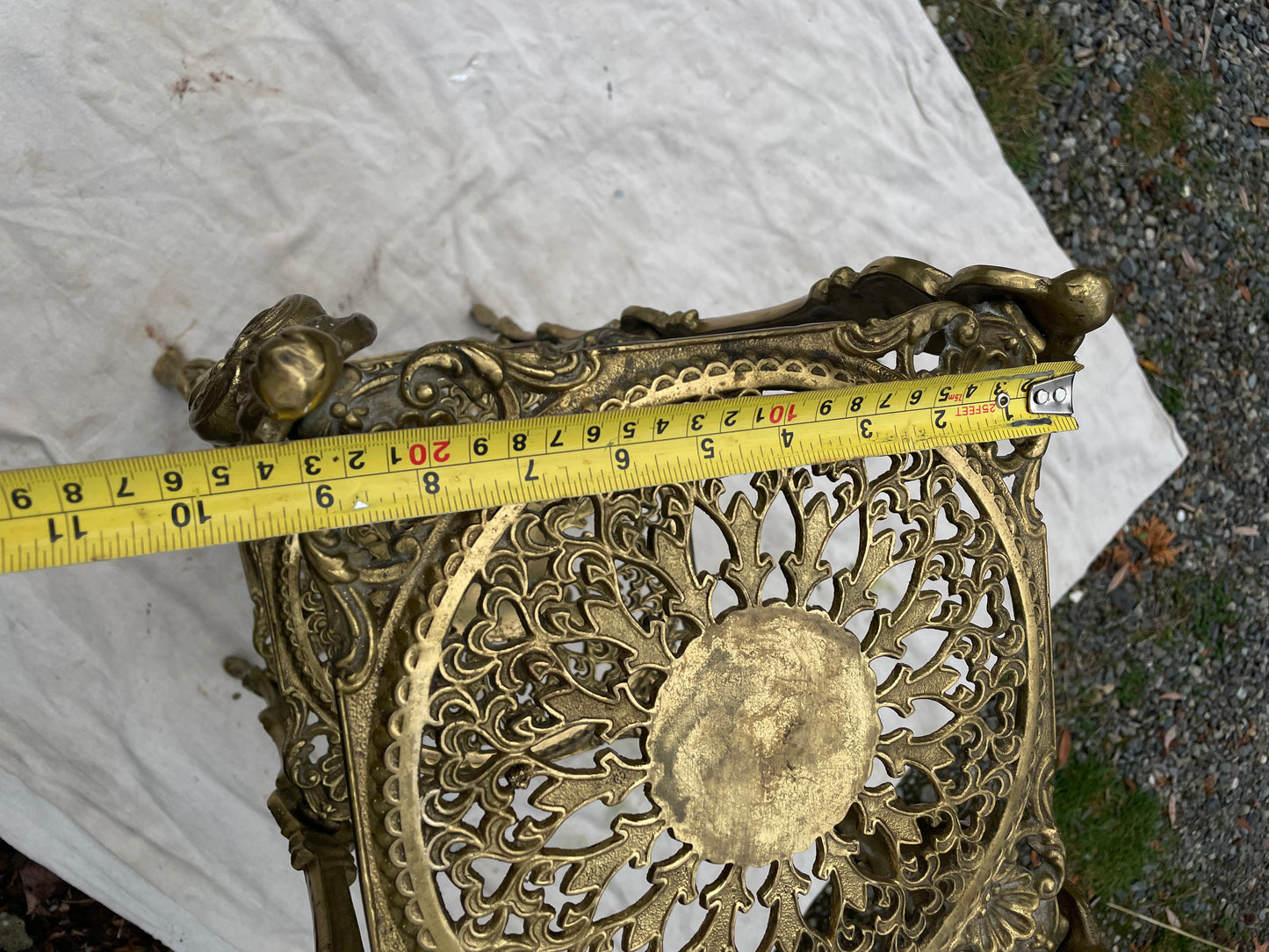 Vintage Ornate Brass Three-Tier Plant Stand Accent Table — Hollywood Regency Style
