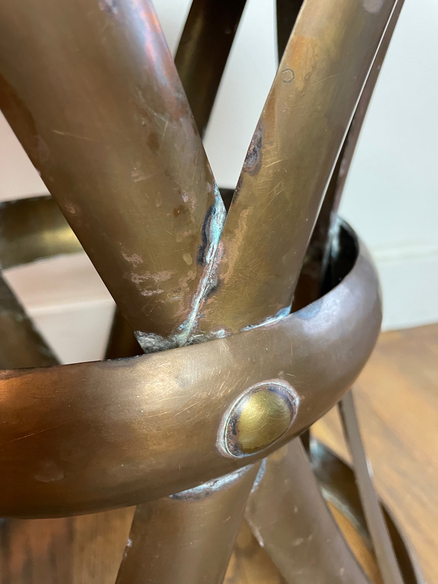 Mid-Century Modern Attributed to Sarreid Ltd. Brass X-Base Stool / Accent Table