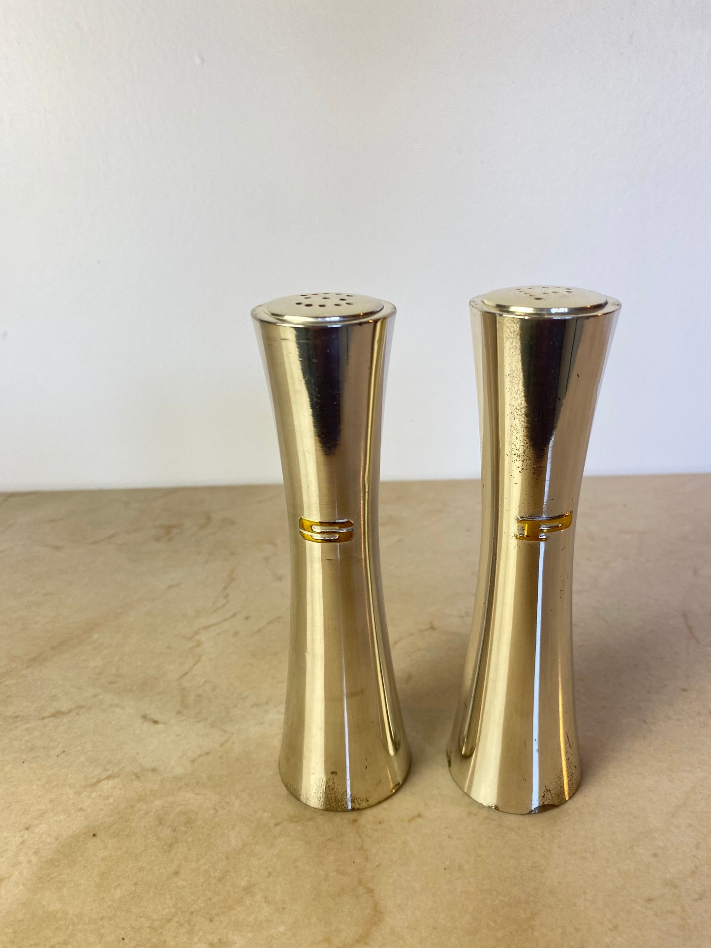 Vintage Japan Silverplate Hourglass Salt & Pepper Shakers, Mid-Century