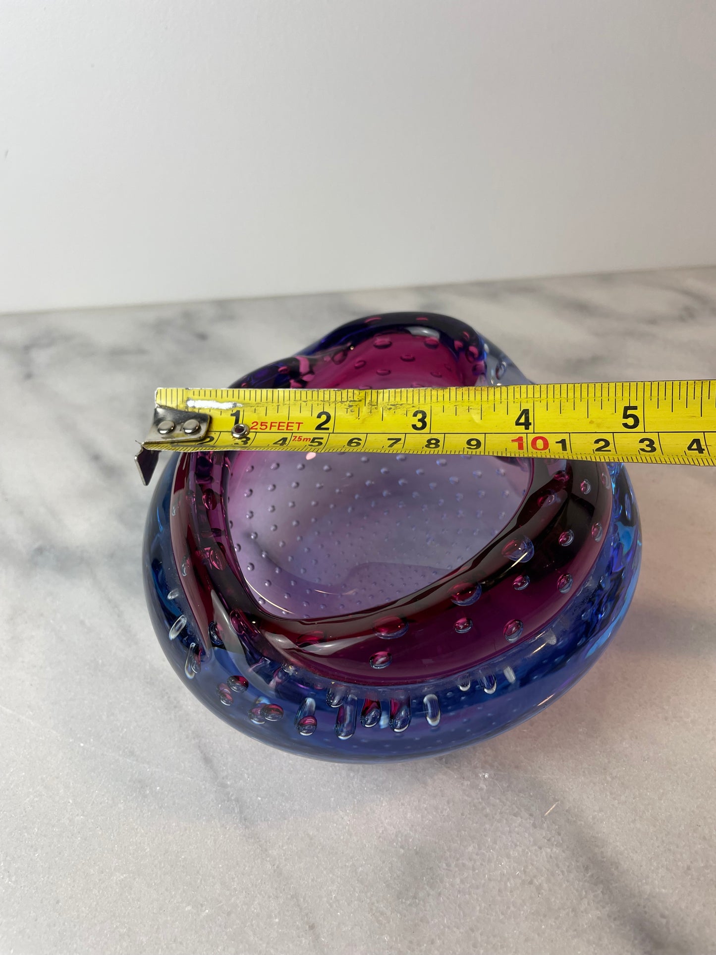 Vintage Murano “Bullicante” Controlled Bubble Art Glass Ashtray Attributed to Seguso, 1950s–1960s