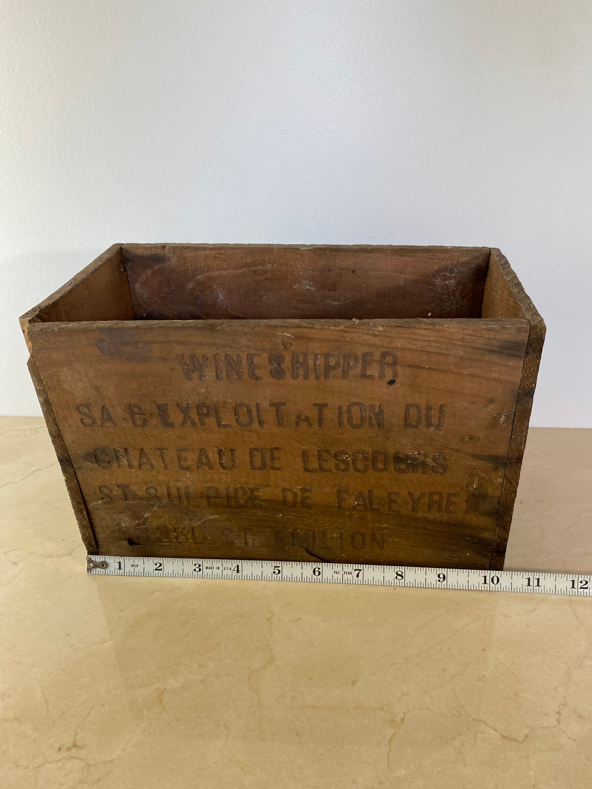 Rustic Vintage French Wine Shipper Crate — Château De Lescours, Saint-Émilion