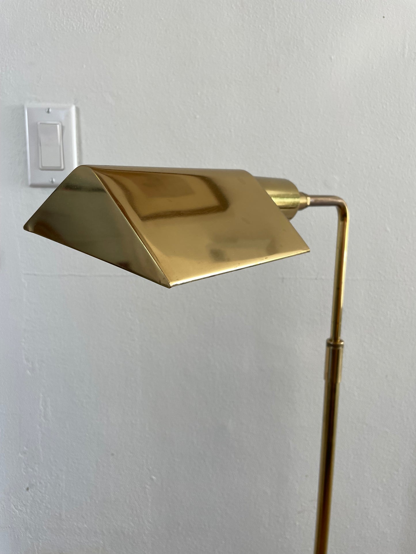 Mid 20th Century Koch & Lowy Brass Pharmacy Floor Reading Lamp With Dimmer