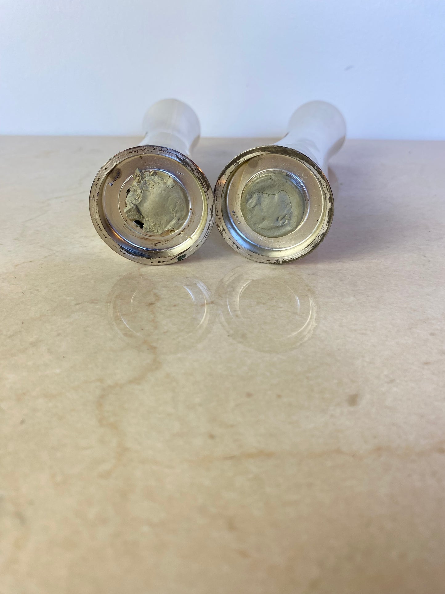 Vintage Japan Silverplate Hourglass Salt & Pepper Shakers, Mid-Century
