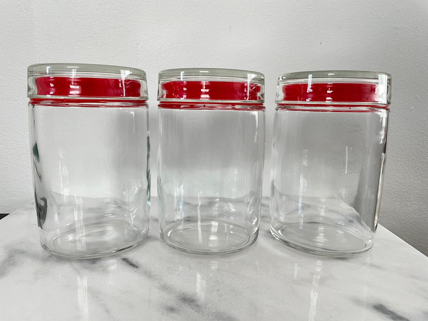 Vintage Post Modern Bormioli Rocco Italy Storage Jars - Set of 3