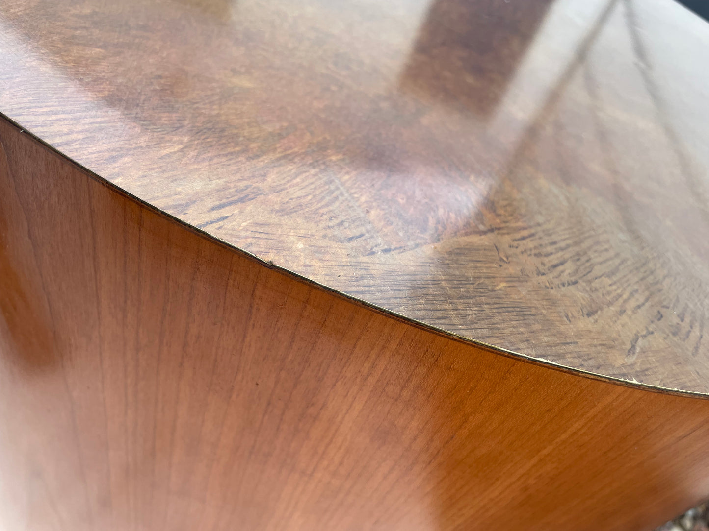 Late 20th Century Paul Mayen Style Cherry Wood Drum Table With Oxidized Metal Top