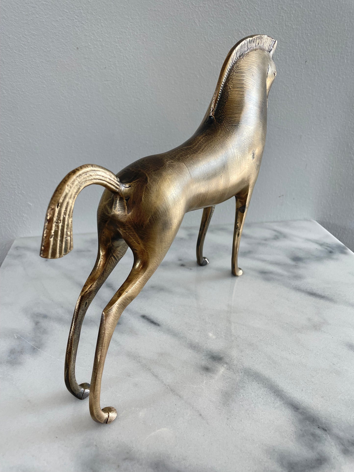 Mid 20th Century Metal Etruscan Horse Sculpture After Boris Lovet Lorski