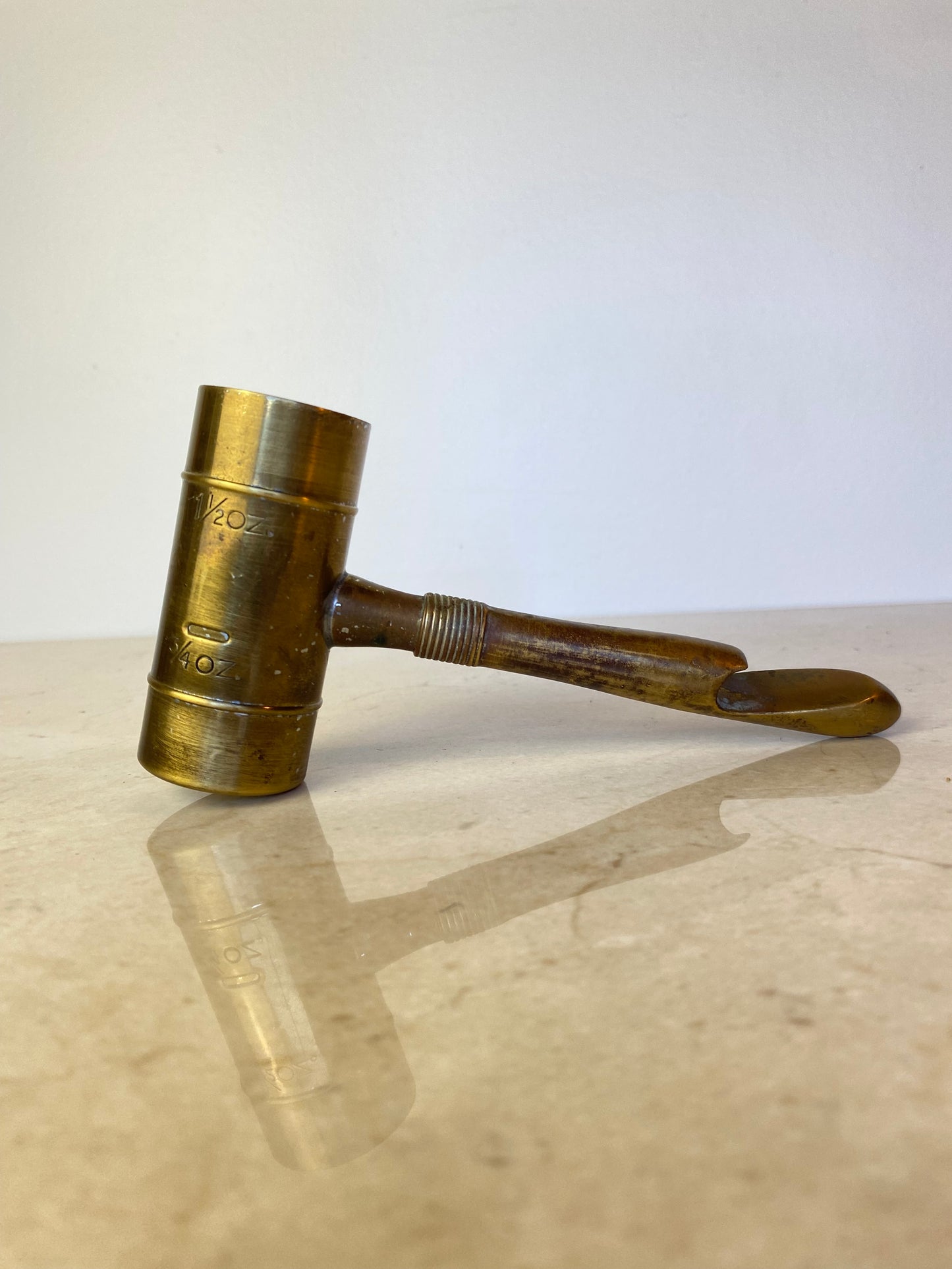 Vintage Chase Usa Art Deco Brass Jigger With Bottle Opener