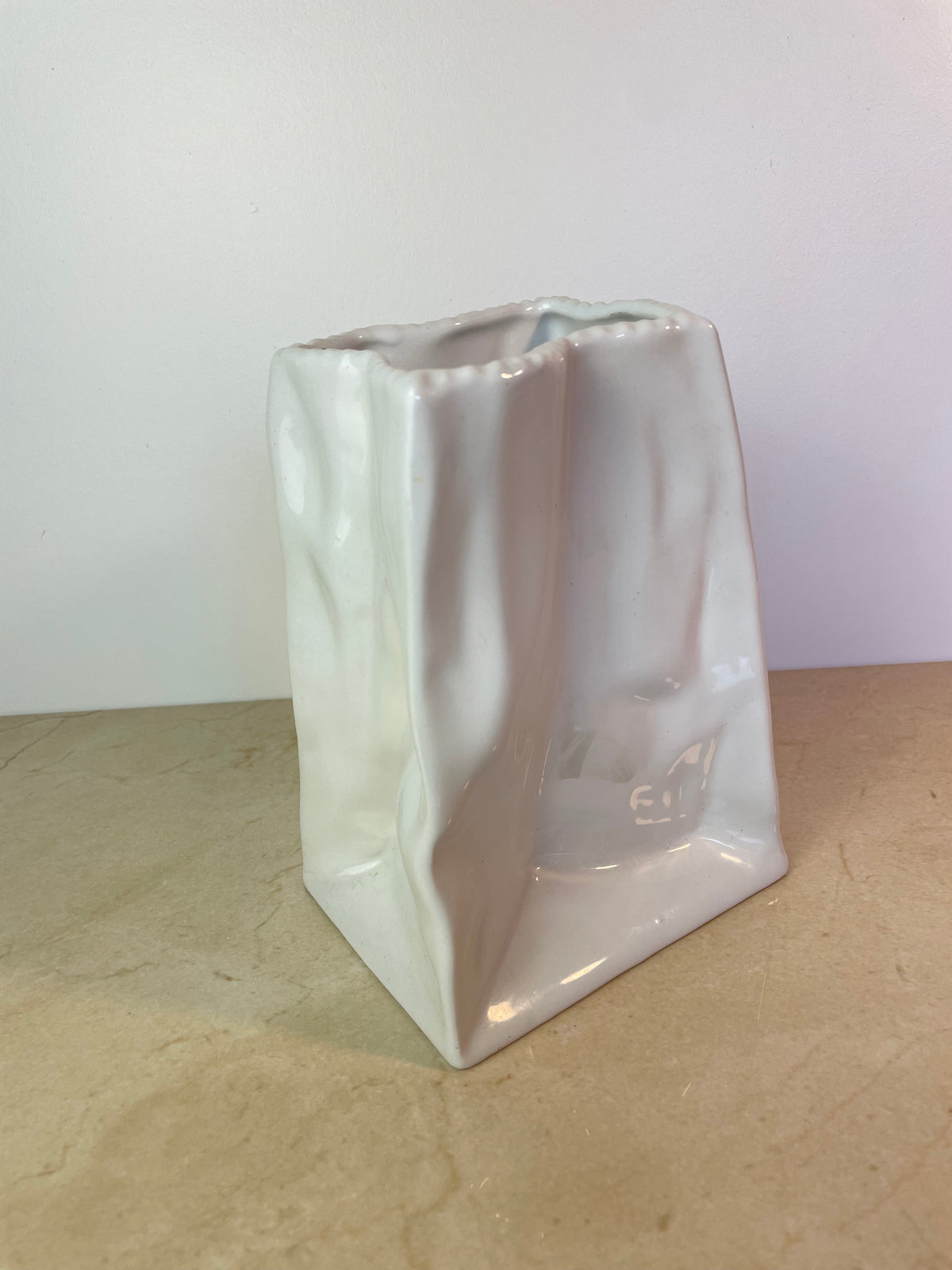 Vintage Mancer Italian Pop Art Ceramic Paper Bag Vase, Mc388