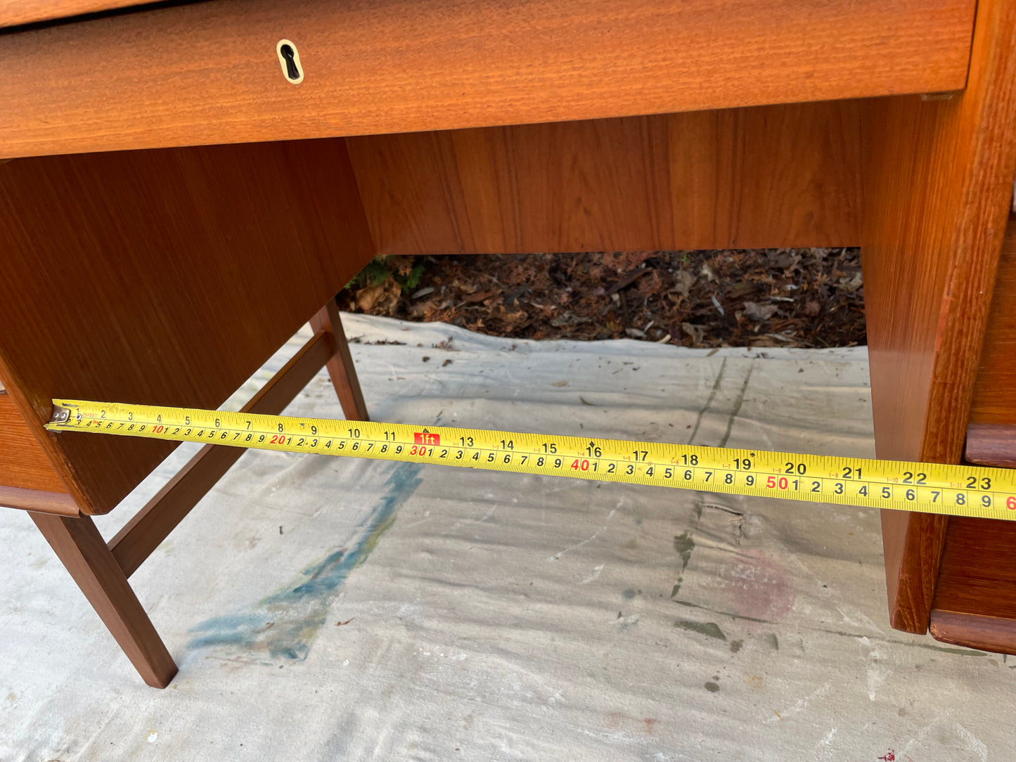 Mid 20th Century Danish Mid Century Modern Teak Executive Desk With Rear Bookcase