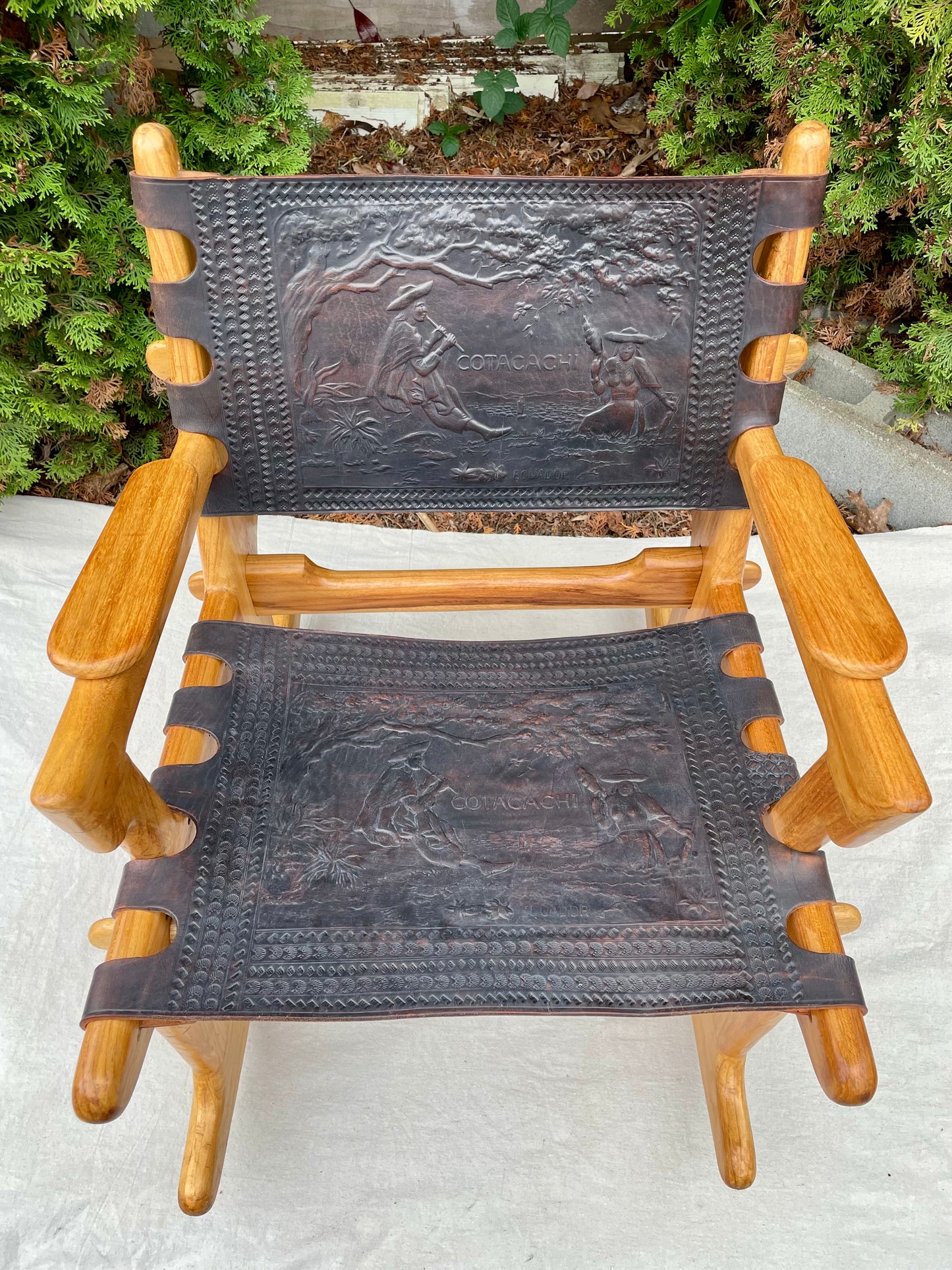 Mid-Century Modern Angel Pazmiño "Cotacachi" Hand-Tooled Leather Rocking Chair