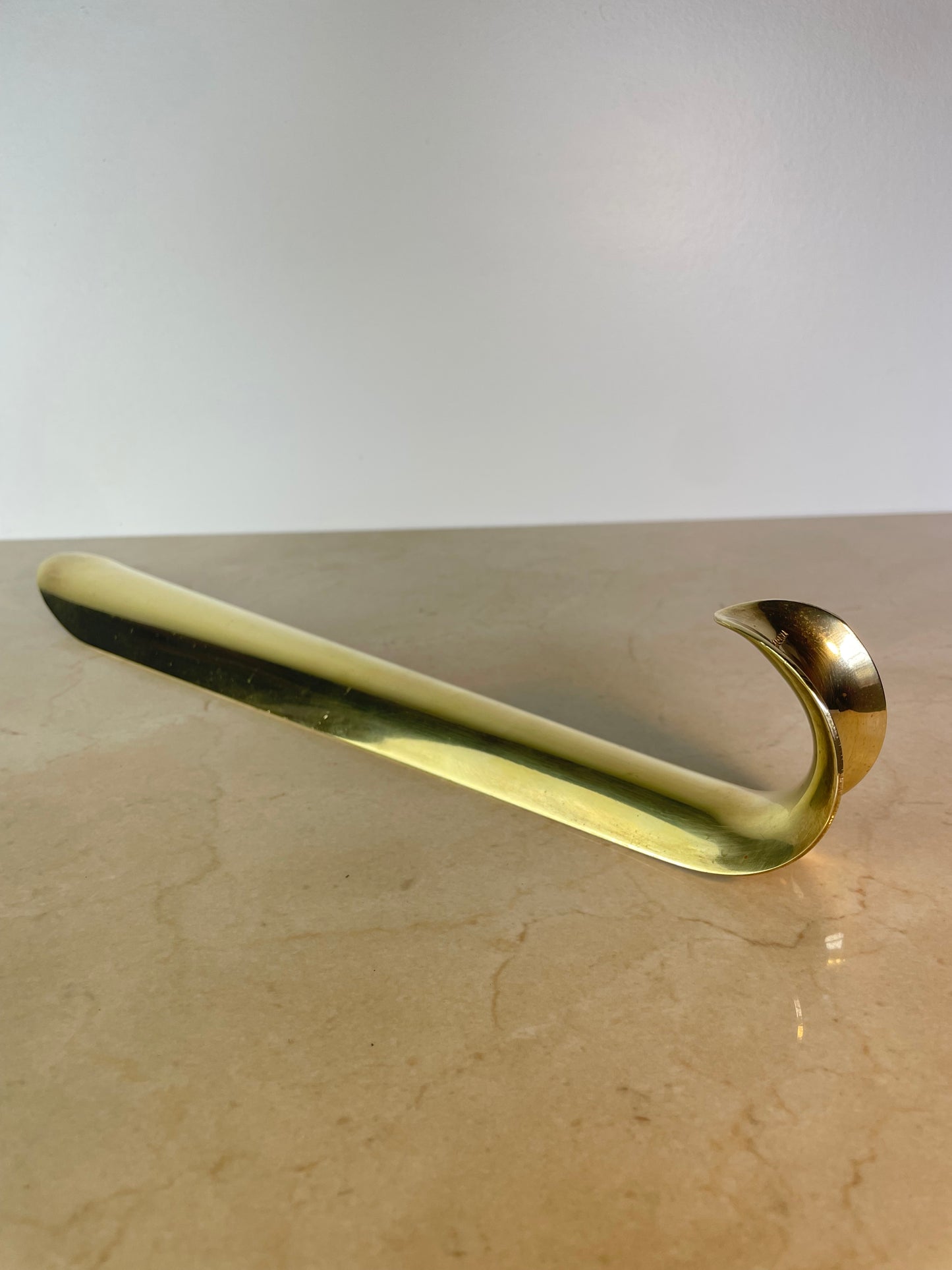 Vintage Solid Brass Long-Handled Shoehorn, India