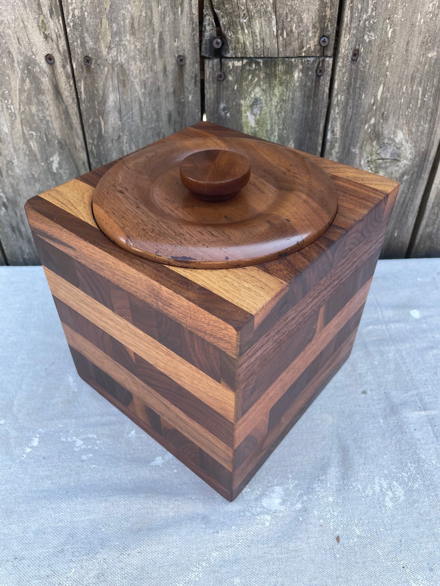 Mid 20th Century Kustom Kraft Solid Black Walnut Ice Bucket