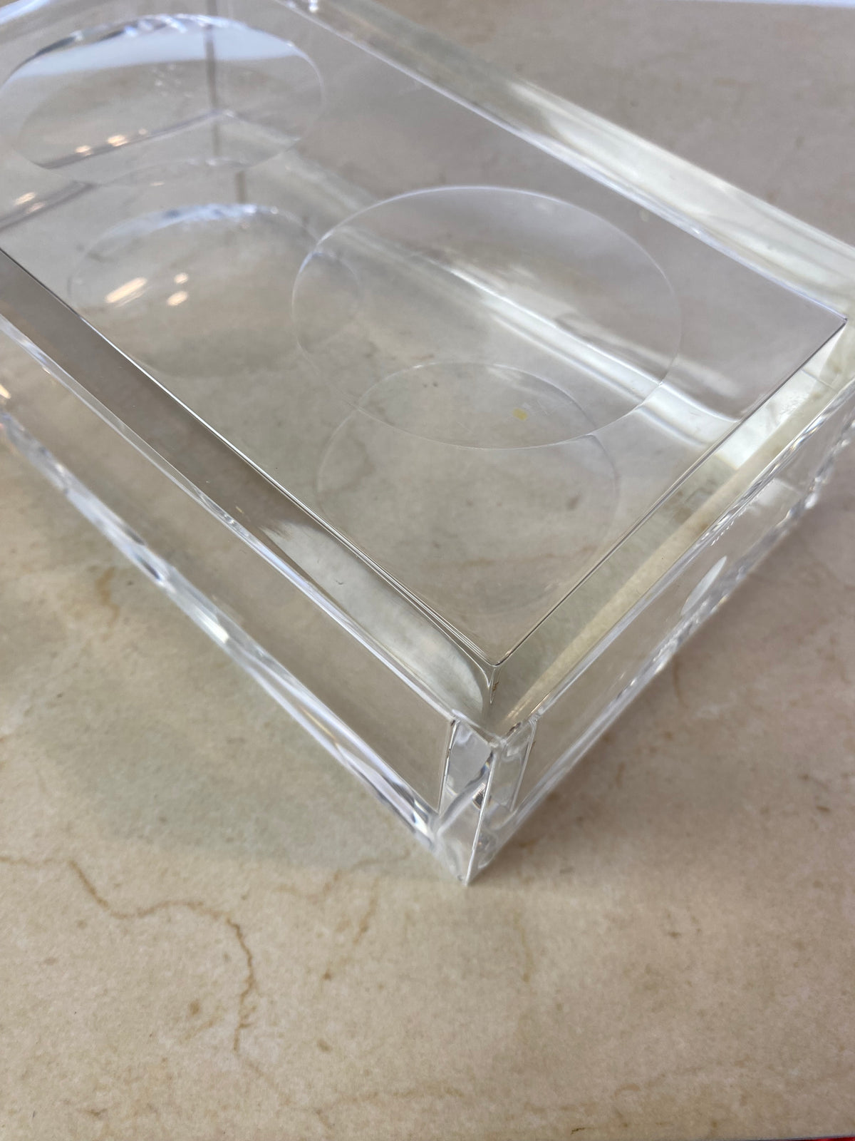 Vintage Guzzini Lucite Block Vase, Italian Space Age, Signed
