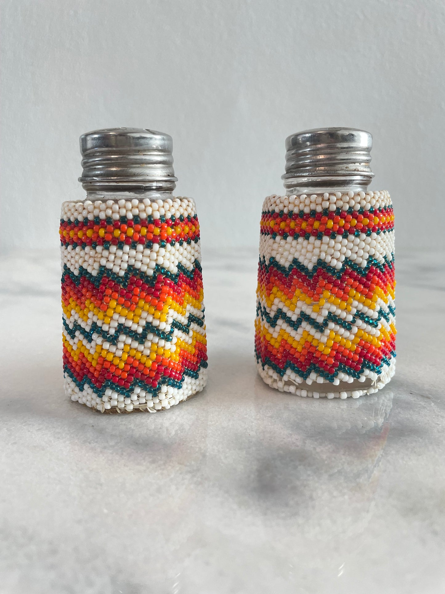 Vintage Native Beaded Southwest Salt & Pepper Shakers