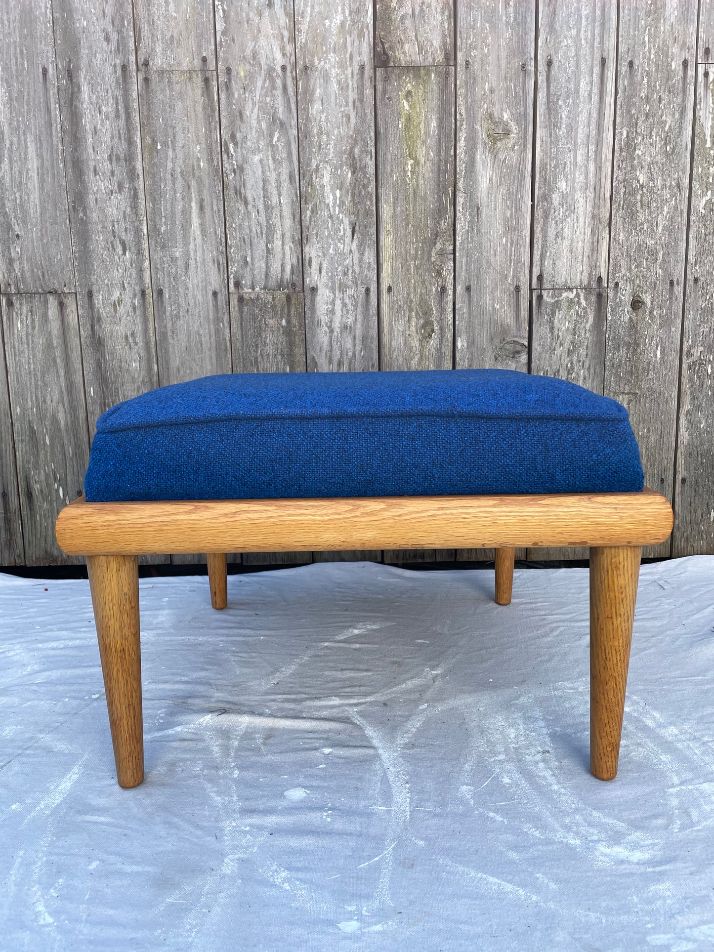 Mid 20th Century Mid-Century Modern Oak & Wool Ottoman