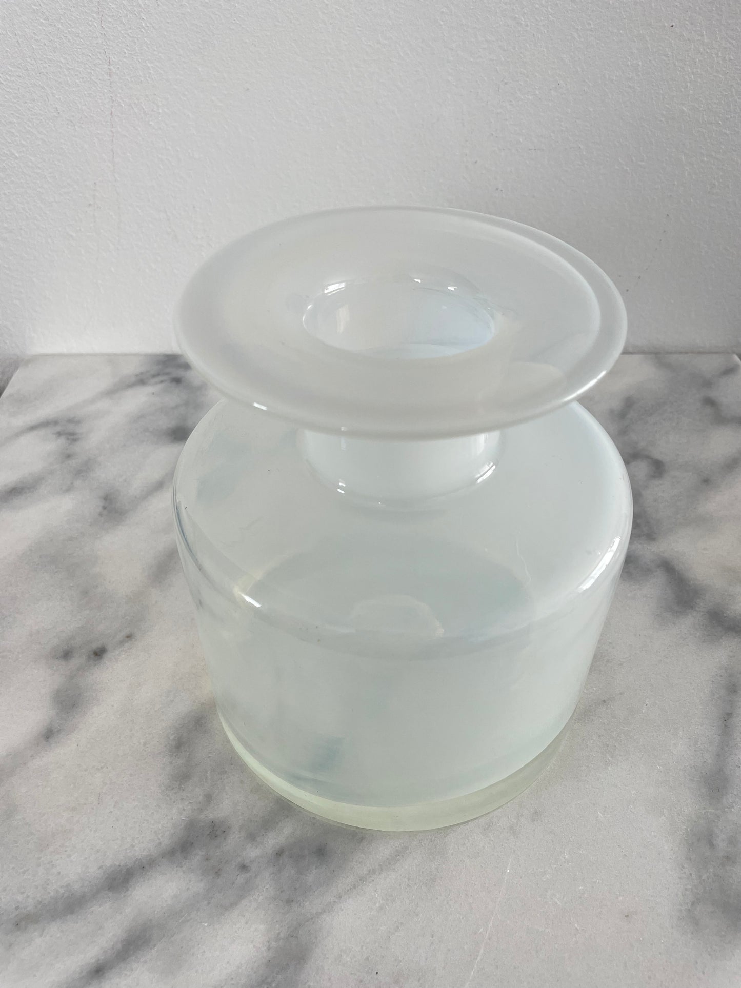 Vintage Mid-Century Scandinavian Modern White Blown Glass Gul Vase