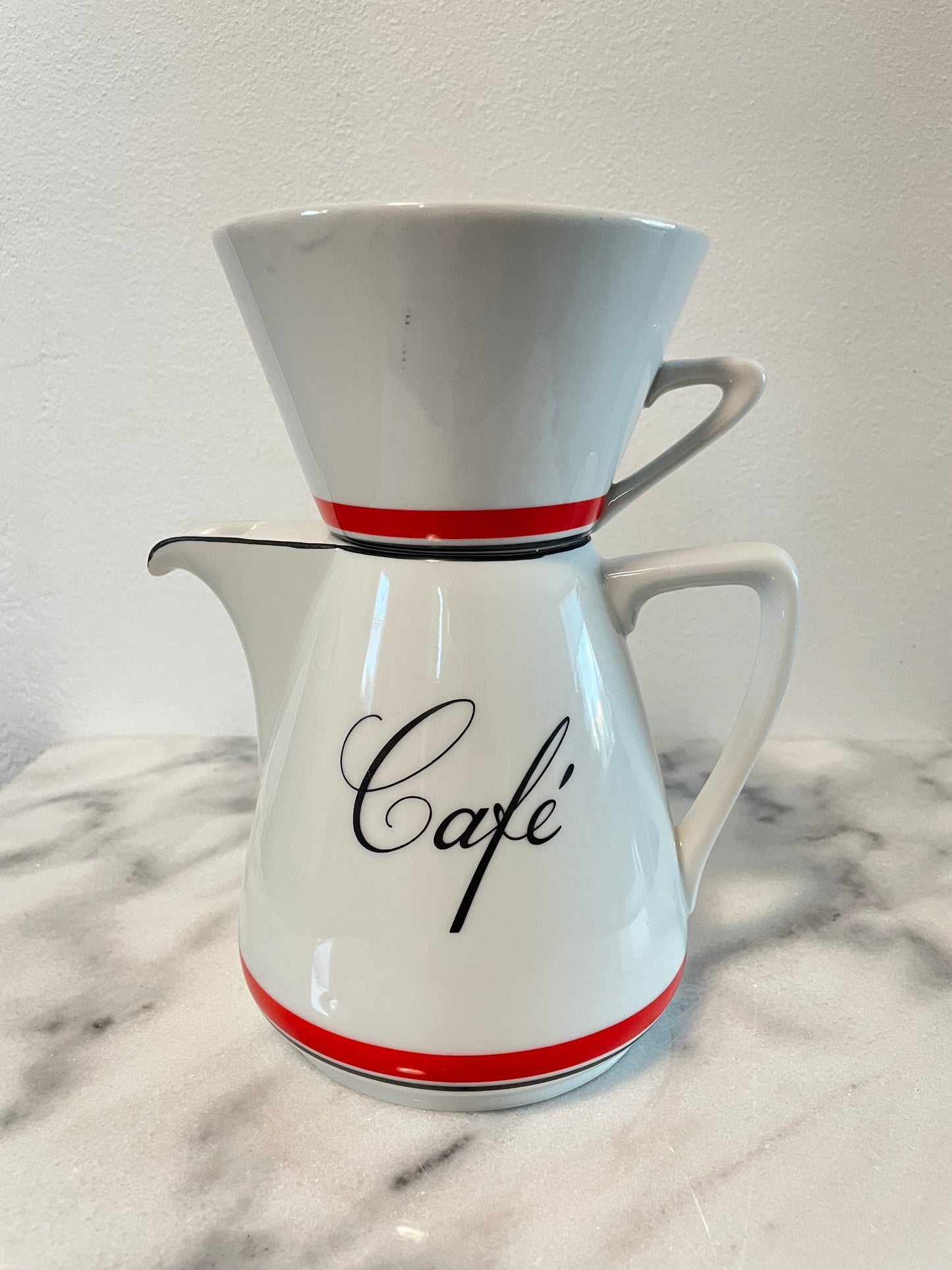 Mid 20th Century Modern Bon Appetite Porcelain Pour Over Coffee Service ‘Cafe’