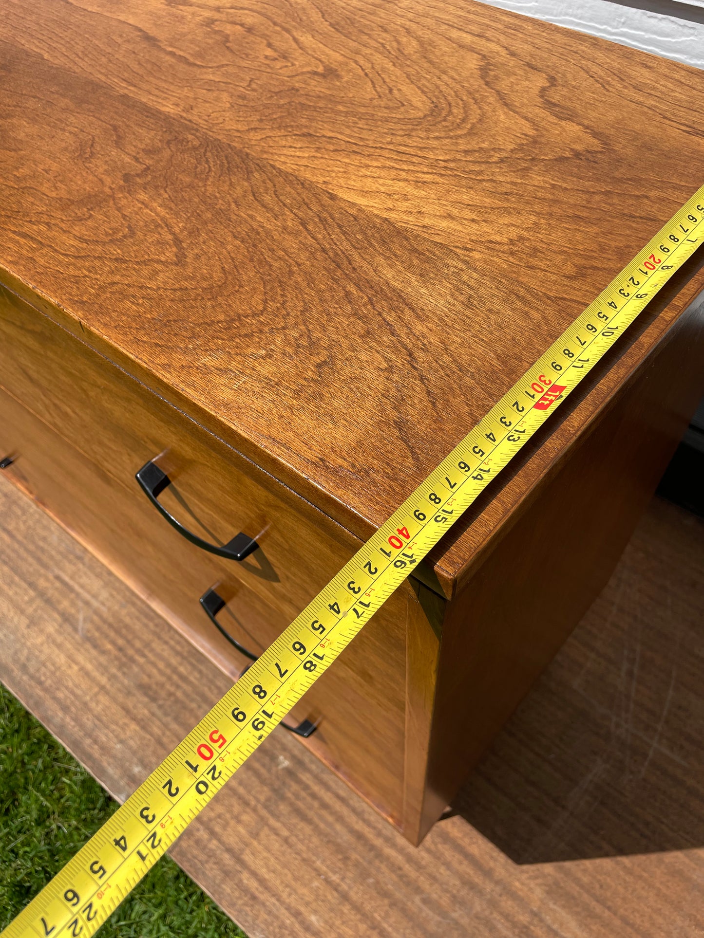 Mid-Century Modern Wood 3 Drawer Dresser on Hairpin Legs