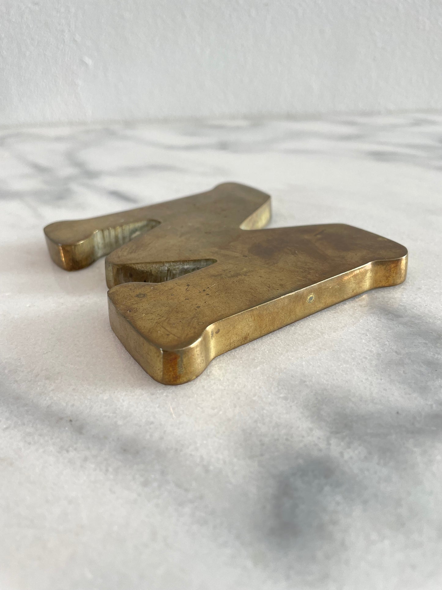 Vintage Solid Brass "M" Paperweight