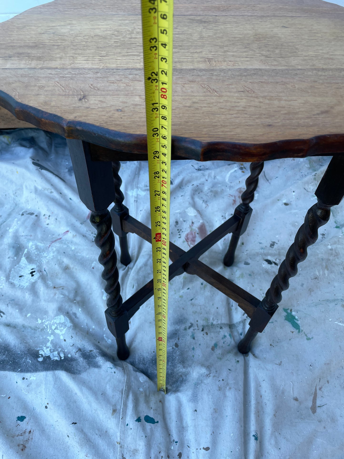 Early 20th Century Antique Oak Barley Twist Side Table