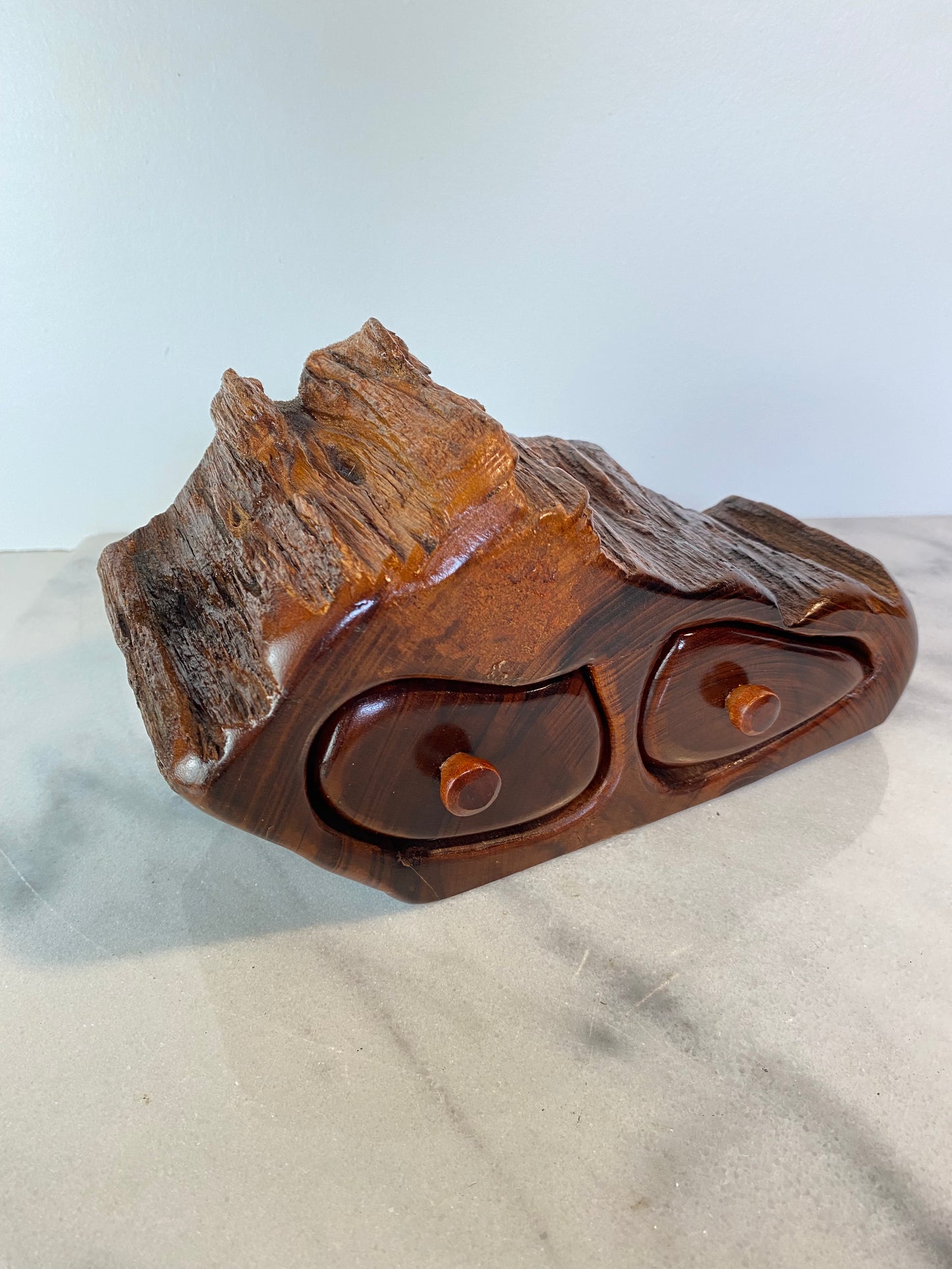 Mid 20th Century Studio Craft Raw Edge Tropical Hardwood Jewelry Box by Galería Arenal