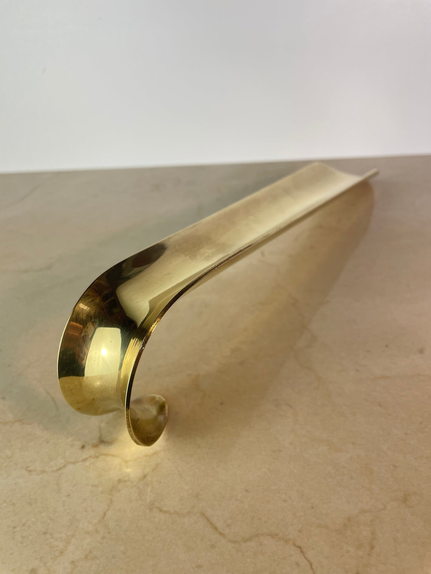 Vintage Solid Brass Long-Handled Shoehorn, India