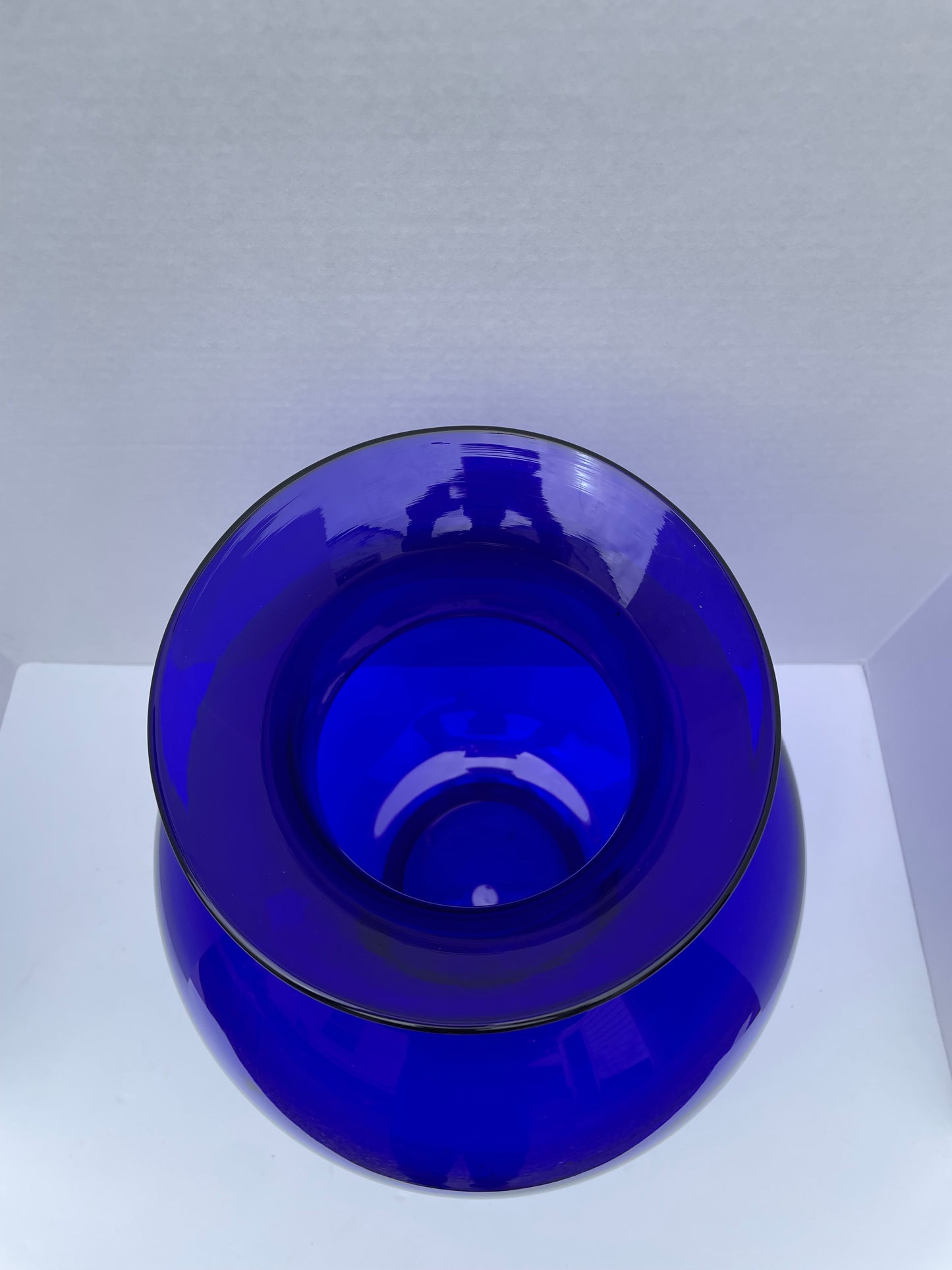 Vintage Large Cobalt Blue Hand Blown Glass Vase Glassware for Tiara Exclusives