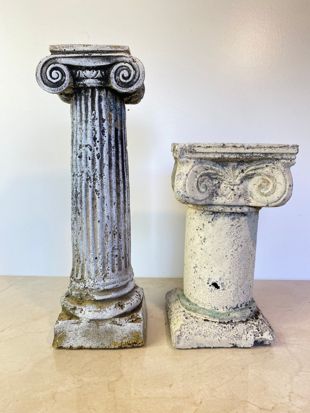 Pair of Rustic Plaster Neoclassical Column Pedestals