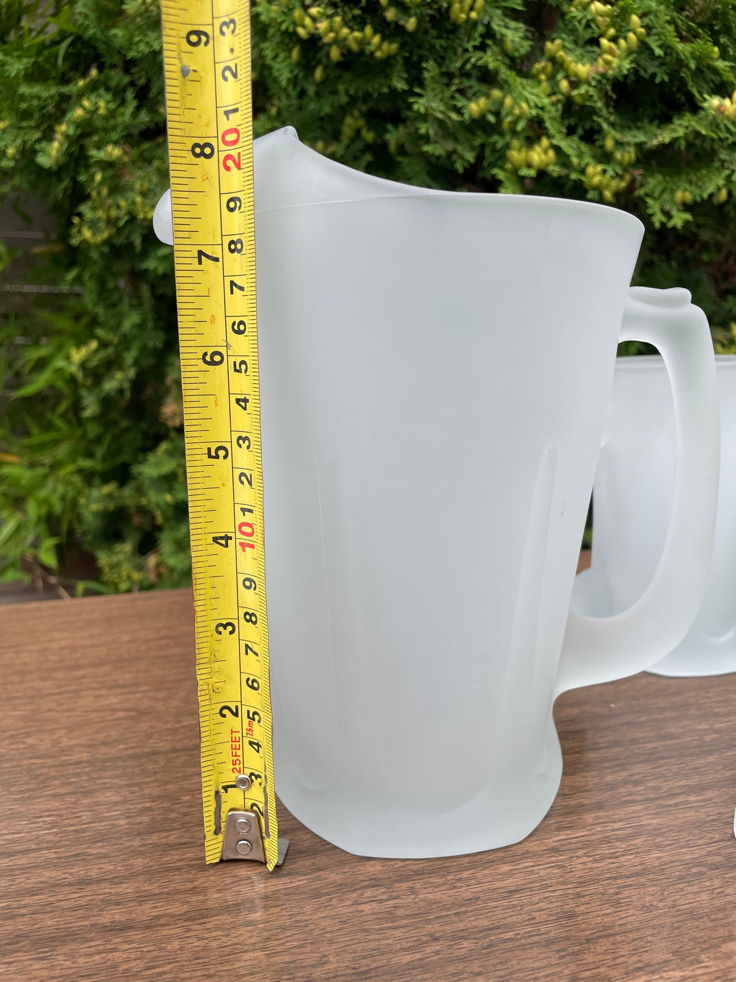 1970s Mid-Century Modern Frosted Sculpted Glass Pitcher & Mugs - Set of 5