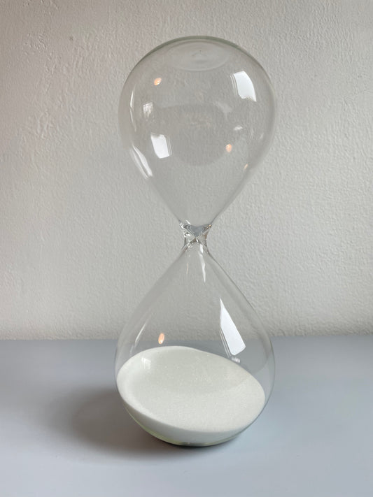 Vintage Glass & White Sand Hourglass Decorative Object