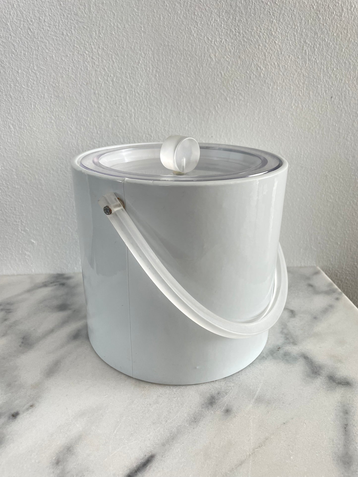 Mid 20th Century Georges Briard White & Lucite Ice Bucket