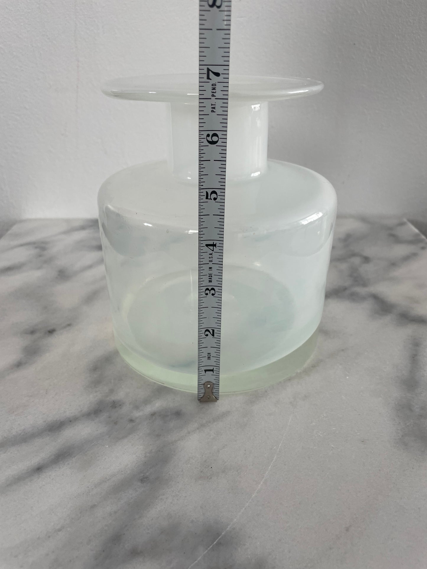 Vintage Mid-Century Scandinavian Modern White Blown Glass Gul Vase