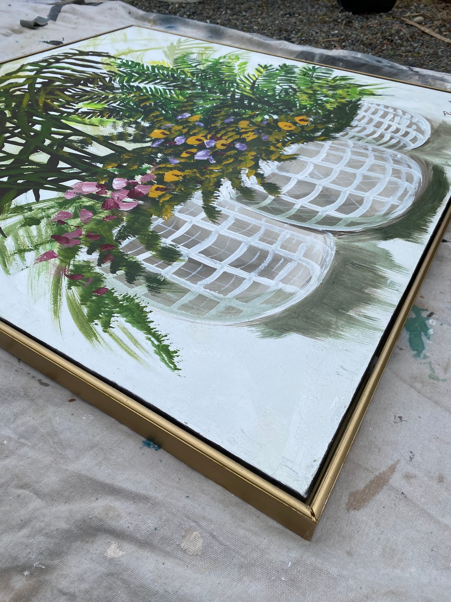 Oversized 40" Lee Reynolds "Three Botanical Baskets" Vanguard Studios Oil Painting