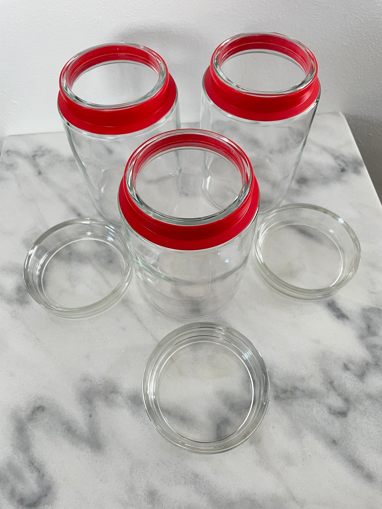 Vintage Post Modern Bormioli Rocco Italy Storage Jars - Set of 3