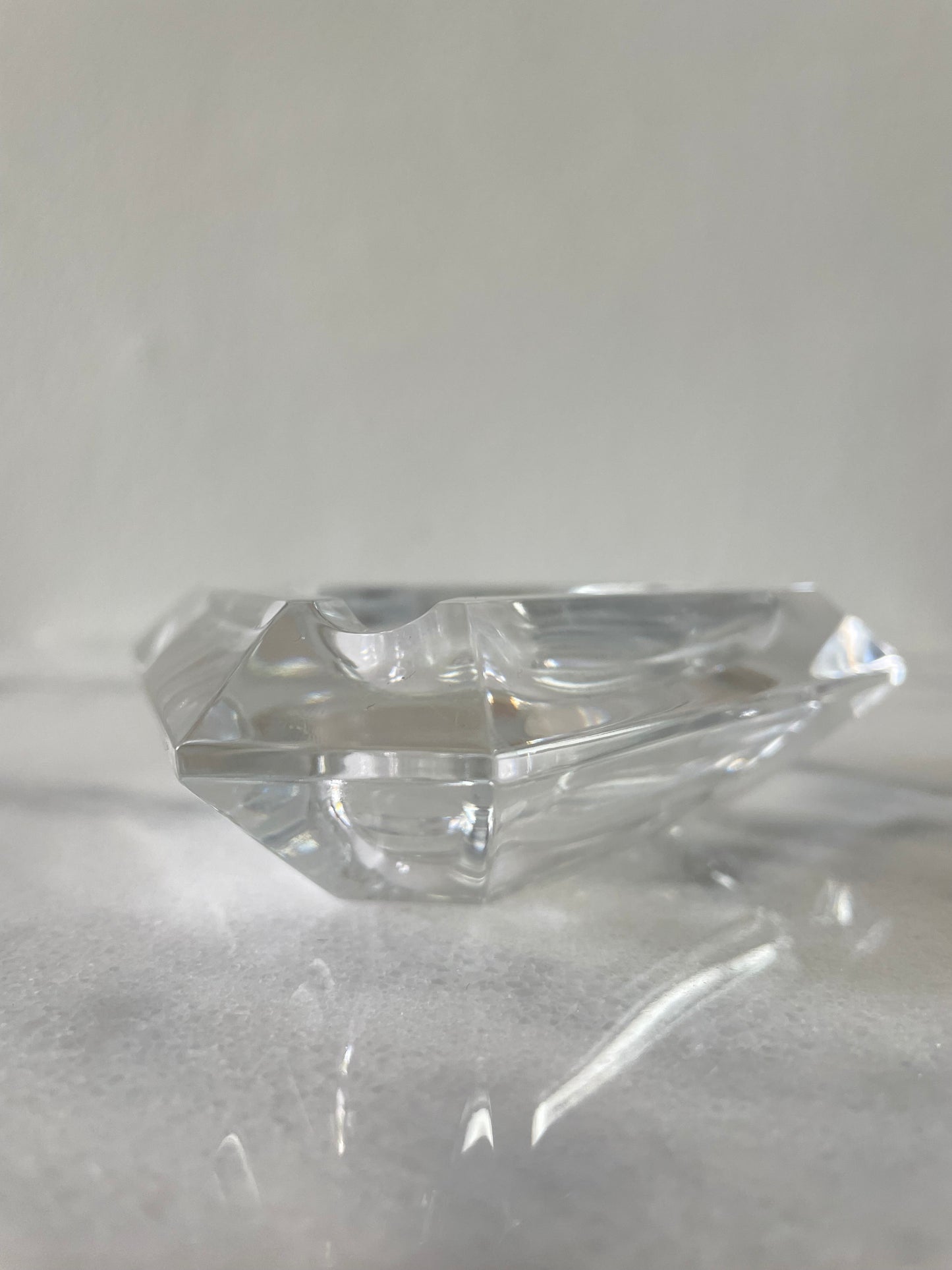Vintage Val St Lambert Crystal Glass Ashtray Faceted Triangular Shape