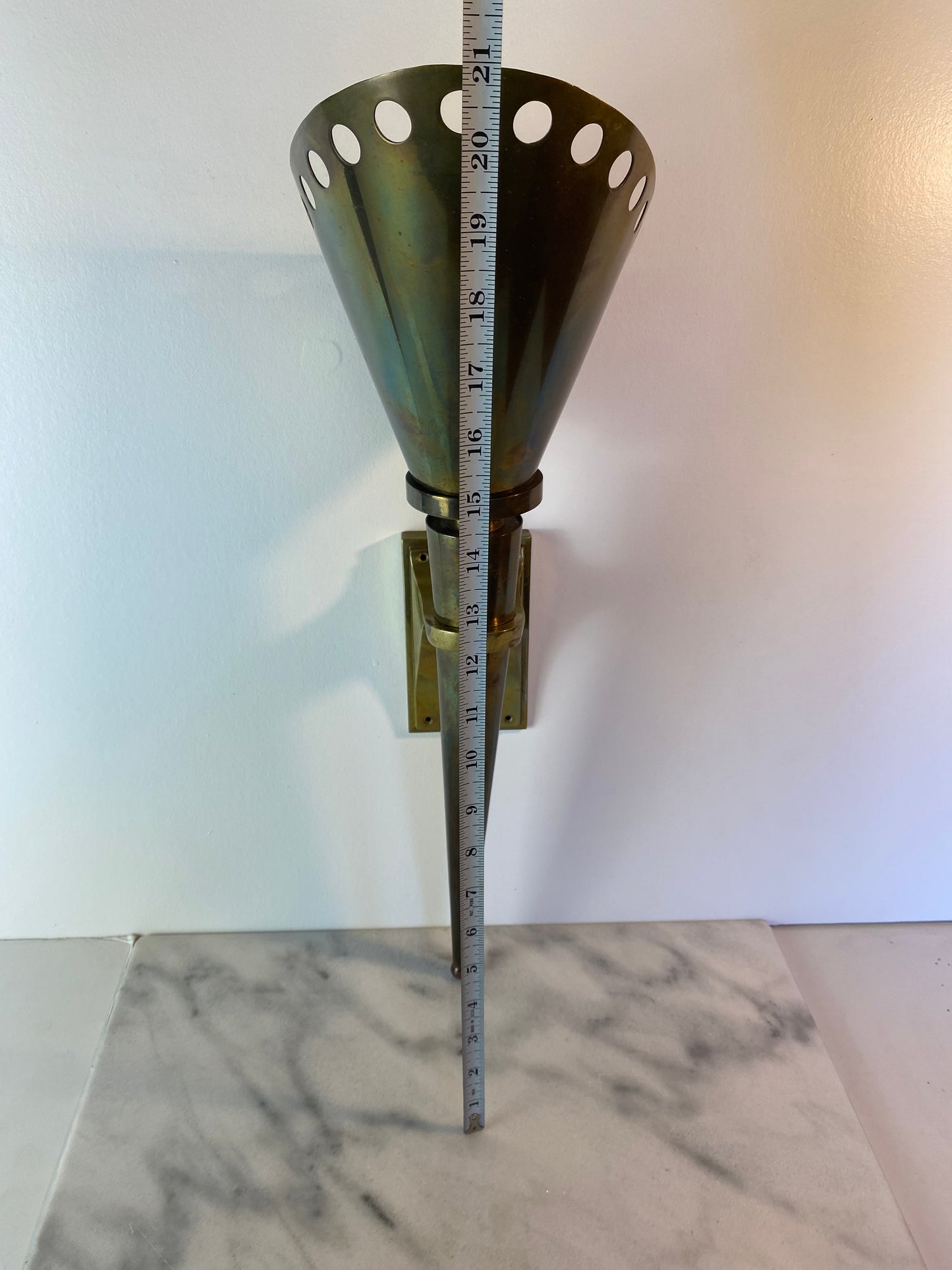1950s Gilbert Poillerat French Mid-Century Design Brass Sconce