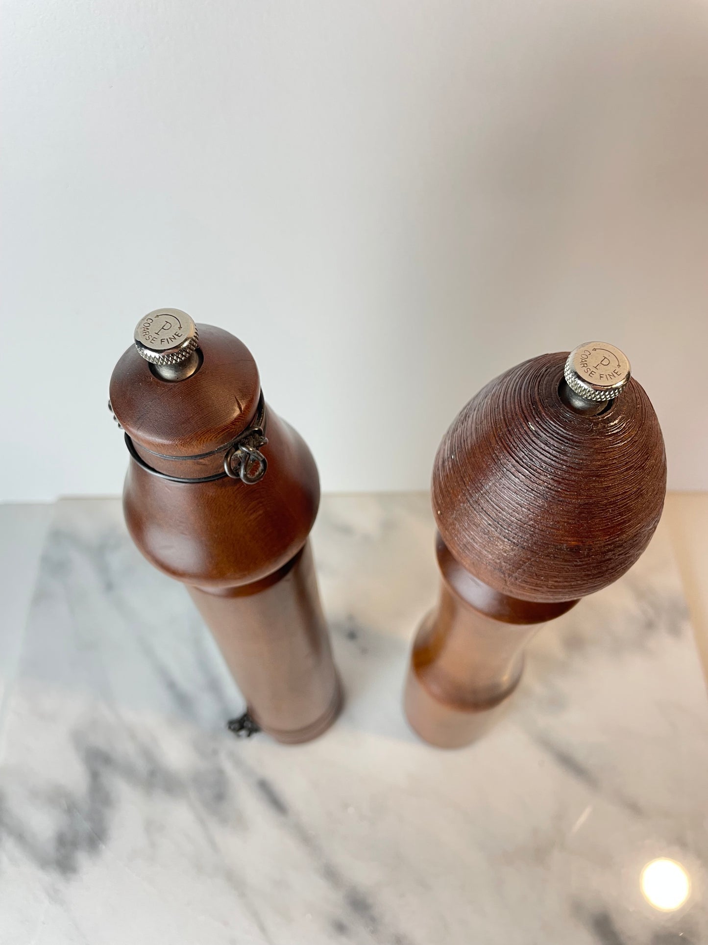 Mid 20th Century Unique Woodcraft Salt & Pepper Grinders - Pair