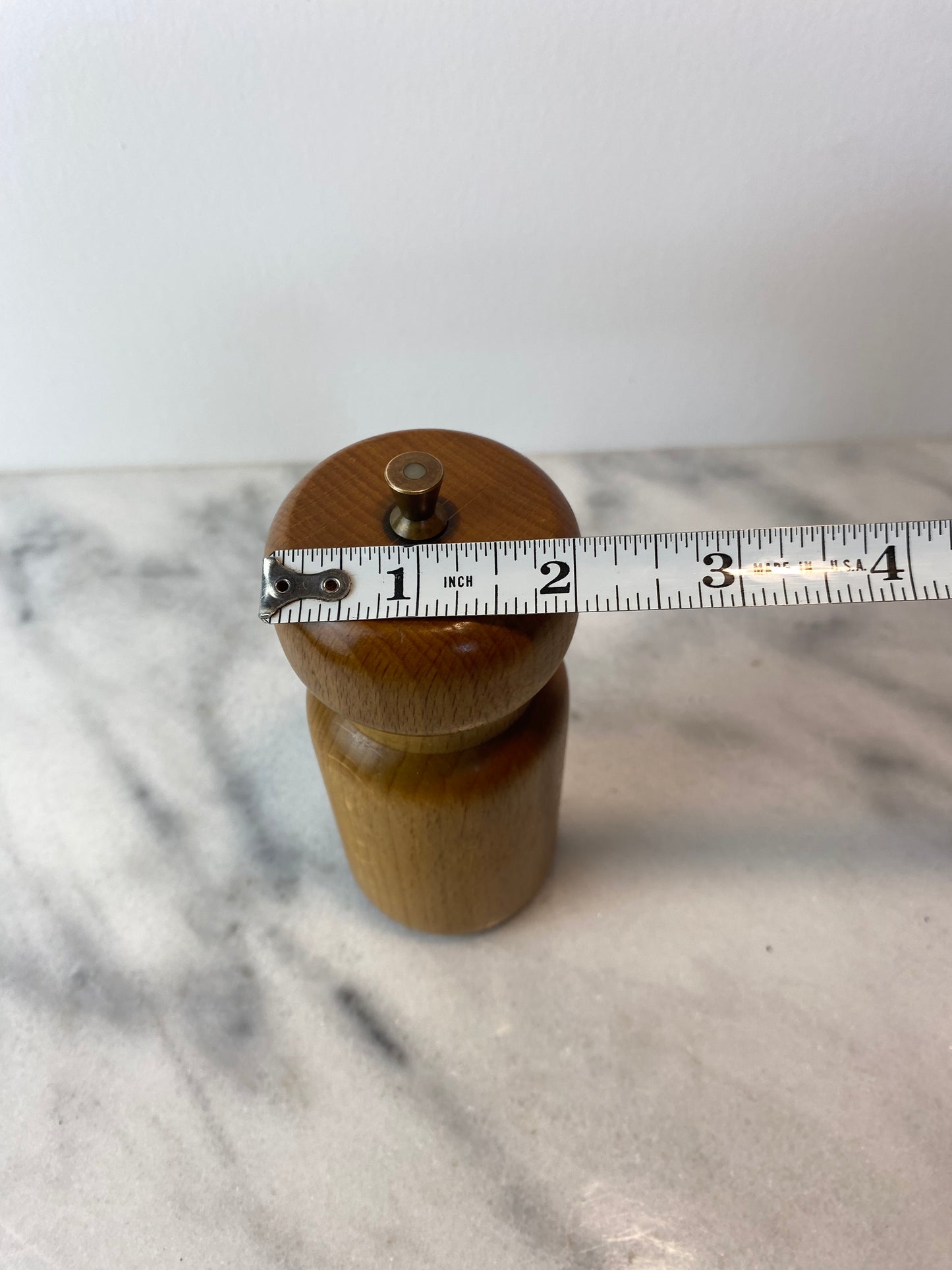Vintage Danish Modern White Oak Salt or Pepper Grinder With Brass Hardware — Scandinavian European Kitchenware