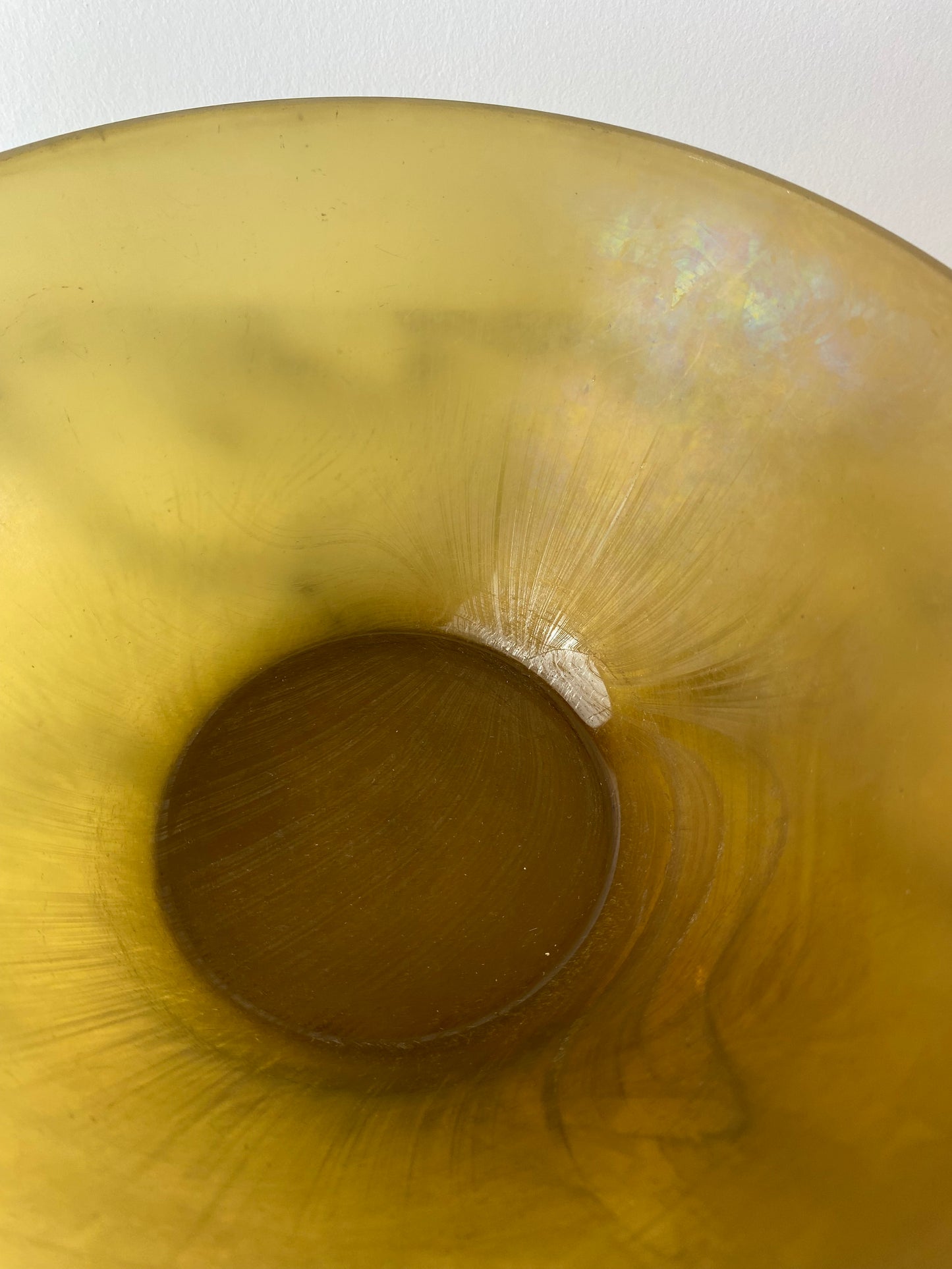 Vintage Arcopal France “Volcan” Frosted Amber Opaline Art Glass Bowl